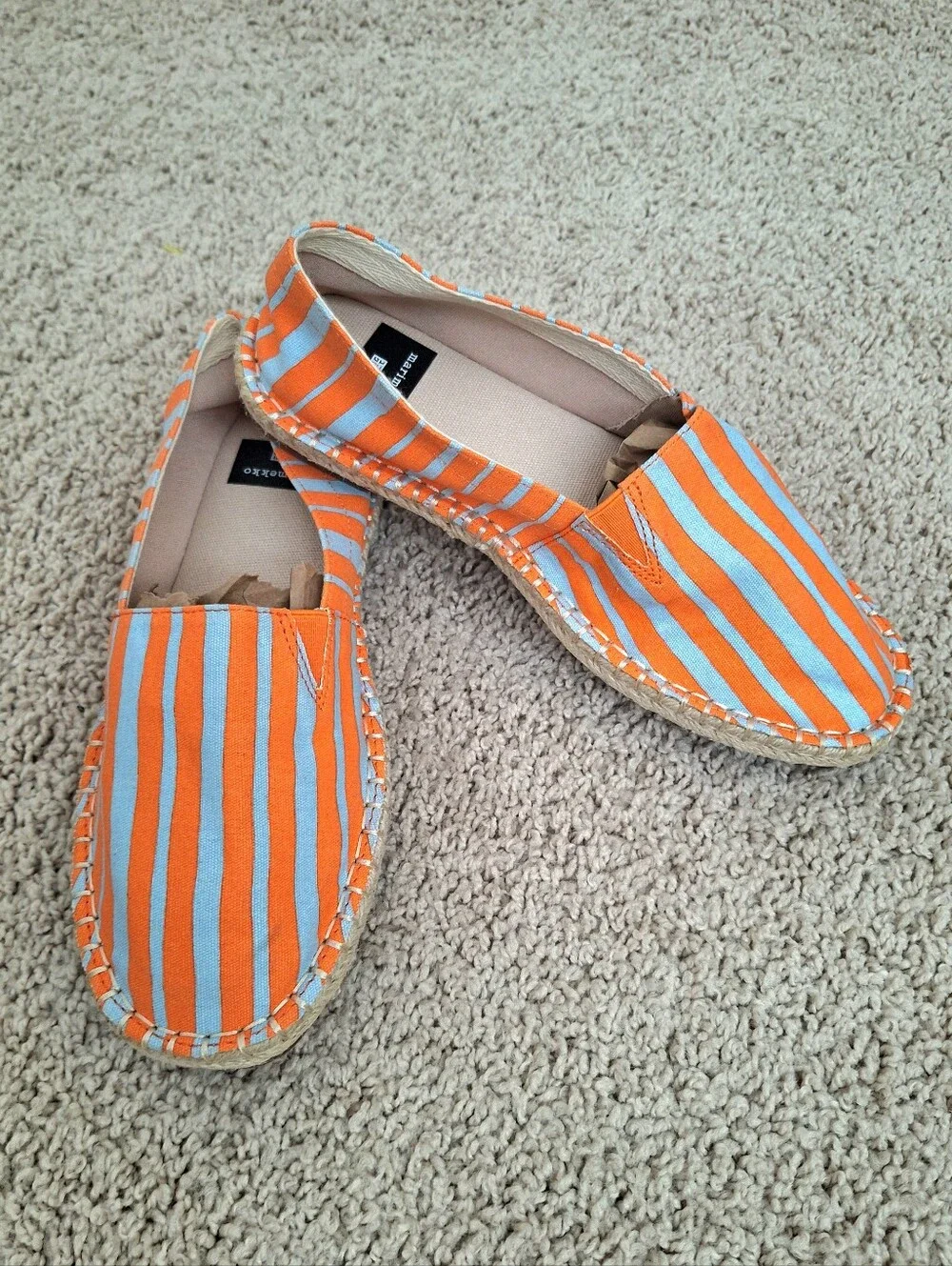 Marimekko x Uniqlo Women's Orange Blue Striped Comfy Espadrilles Size Medium 6.5